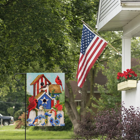 July 4th Patriotic Cardinal Red Birds Garden Flag, American USA Yard Home Decorative Flower Outside Decoration, America Memorial Day Spring Summer...