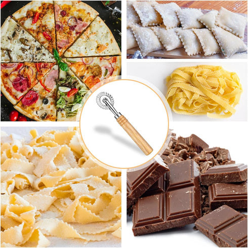 Bewudy Pastry Cutter Wheel, Professional Pasta Maker Cutter Wheel with Roller, Zinc Alloy Dumpling Lace Dough Noodle Ravioli Pizza Making Cutter f...