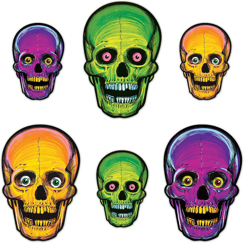 Vintage Halloween Nite-Glo Skull Cutouts Pack of 2...