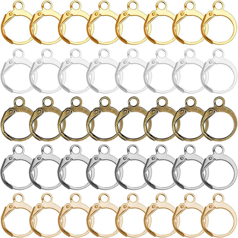 150 Pcs Hypoallergenic French Earring Hooks Leverback Earwires Round Earring Hooks Earring Supplies Findings Ear Wire with Open Loop for Earring D...