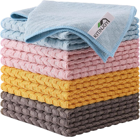 Kitinjoy Microfiber Cleaning Cloth, 12 Pack Soft and No Lint Microfiber Towels Cleaning Supplies, Absorbent Fast Drying Cleaning Rags for Housekee...
