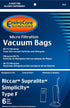 EnviroCare Replacement Micro Filtration Vacuum Cleaner Dust Bags Made to fit Riccar Supralite and Simplicity Type F Uprights 6 Pack...