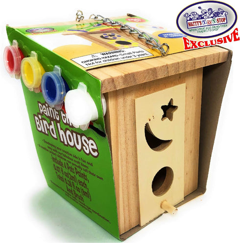 Matty's Toy Stop Paint Your Own Small Wooden Birdhouses (Includes Paints & Brushes) Gift Set Bundle - 3 Pack...