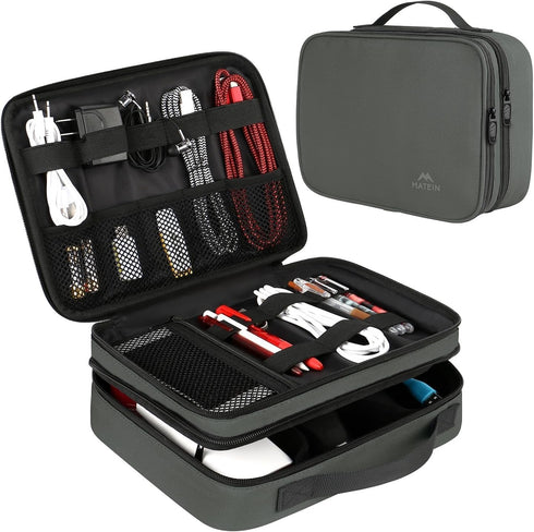 MATEIN Electronics Organizer Travel Case, Large Cable Storage Bag, Water Resistant Carrying Case with Handle, Tech Pouch for Ipad(Up to 12.9inch),...