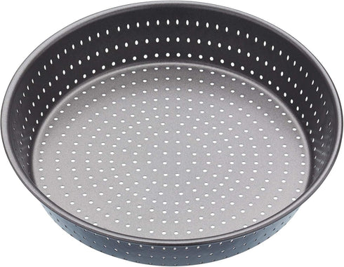 MasterClass KCMCCB15 Crusty Bake 23 cm Deep Perforated Pie Dish with PFOA Non Stick, Robust 1 mm Carbon Steel, 9 Inch Round Tin, Grey...