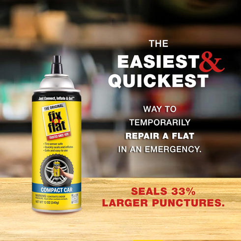 Fix-A-Flat S60410 Aerosol Emergency Flat Tire Repair and Inflator, for Compact Tires, Eco-Friendly Formula, Universal Fit for All Compact Cars, 12...