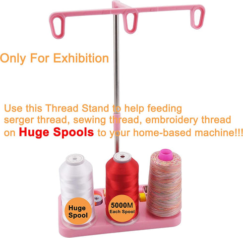 Light Weight Thread Stand - 3 Spools Holder for Domestic (Home-Base) Embroidery and Sewing Machines - Four Colors for Choices - Pink...
