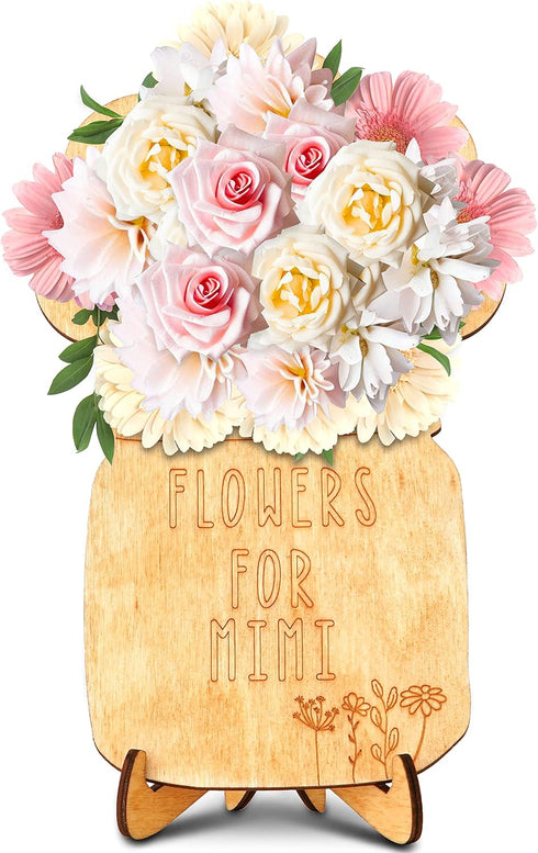 Grandma Gifts from Grandchildren, Hand Picked Flower Holder with Stand, Mother's Day Birthday Gifts Kids DIY Flower Bouquet Wooden Holder (NO Flow...