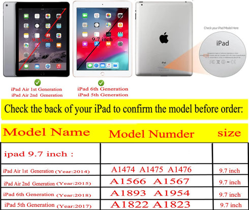 Tendmart Case Compatilbe with iPad Air 1st Generation Models A1474 A1475A1476 360 Rotating Stand with Wake Up/Sleep Function Also for 6th 5th Air2...