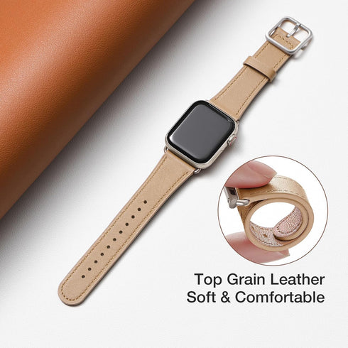 MNBVCXZ Compatible with Apple Watch Band 38mm 40mm 41mm 42mm 44mm 45mm 49mm Women Men Girls Boys Genuine Leather Replacement Strap for iWatch Seri...