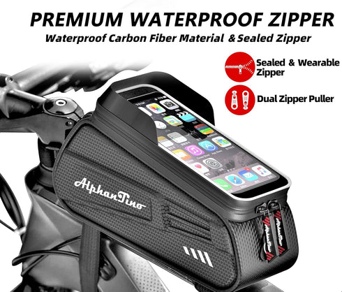 Bike Phone Holder Bag - Waterproof Hard Case Large Capacity Top Tube Front Frame Bicycle Pouch Cycling Mount, Bike Accessories, TPU Touch-Screen &...