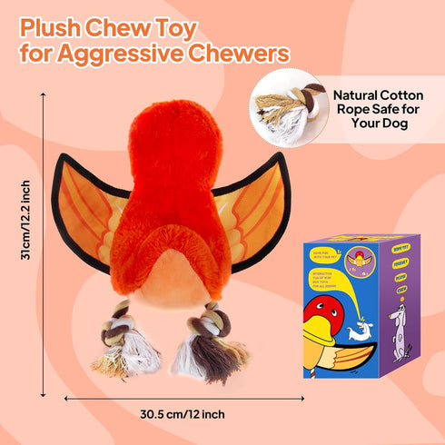 PetiFine Duck Dog Toys for Aggressive Chewers,Squeaky Dog Toys for Large Dogs,Interactive Tug of War Dog Toy with Pull Rope,Tough Plush Pet Dog Ch...