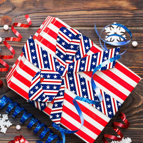 Whaline 8Pcs Patriotic Cotton Fabric Bundles Red Blue White Star Stripe Fat Quarters 4th of July Quilting Patchwork for Independence Day DIY Handm...