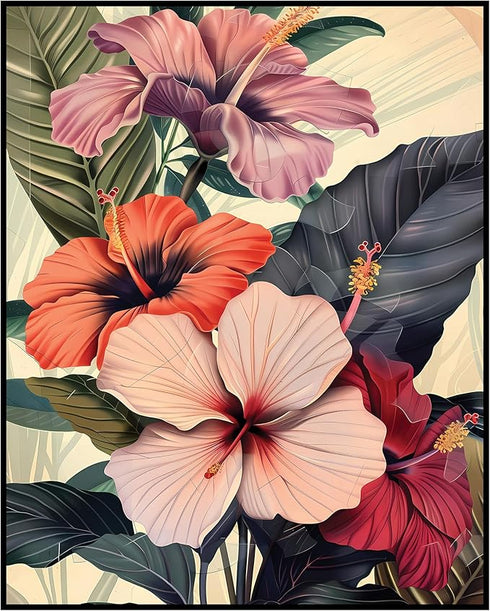 Posterizer 1 pcs-vibrant unique blush , coral flowers-Floral & Botanical Art-Abstract & Modern Art-Decor for Home & Office- UNFRAMED Wall Art...