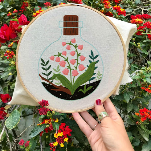 INFUNLY 4pcs Plant Embroidery Starter Kit for Beginners Cactus Cross Stitch Kits for Adults Vase Flower Stamped Stitches Embroidery Sewing Kit wit...