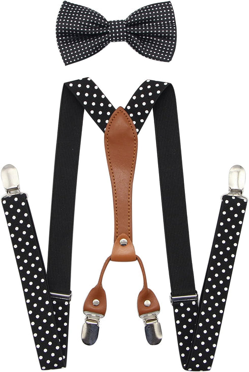 Suspenders & Bowtie Set- Men's Elastic X Band Suspenders + Bowtie For Wedding, Formal Events...