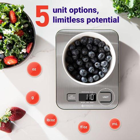 Etekcity Food Kitchen Scale, Digital Grams and Ounces for Weight Loss, Baking, Cooking, Keto and Meal Prep, LCD Display, Medium, 304 Stainless Ste...