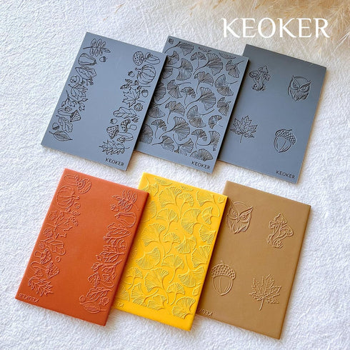Keoker Pumpkin Polymer Clay Texture Sheets, Clay Texture Mat for Making Earrings Jewerly, Polymer Clay Earrings Tools (Fall texture sheet 1-3)...