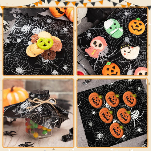 100 Pcs Halloween Wax Paper for Food, Wax Paper Sheets Sandwich Wrap Paper Deli Wraps, Waterproof Oil-proof Picnic Basket Liners with Spider ? Web...