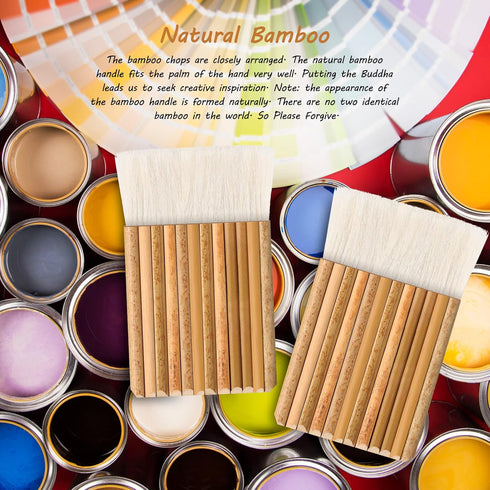 2 Pieces Hake Blender Brush Bamboo Brush for Ceramics Paint Brush Applicator Artist Drawing Brush Craft Painting Brushes for Watercolor, Wash, Cer...