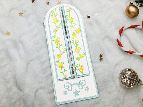 Alinacutle Slimline Card Frame Vintage Window Die Cut and Clear Stamps, Paper Craft Metal Die Sets,Scrapbooking Cutting,DIY Card Metal Punch Templ...