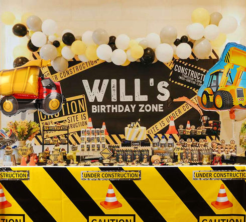 GGDE 1 Pcs Construction Tablecloth Boys Birthday Dump Truck Theme Plastic Table Cover Party Decorations Supplies Yellow...