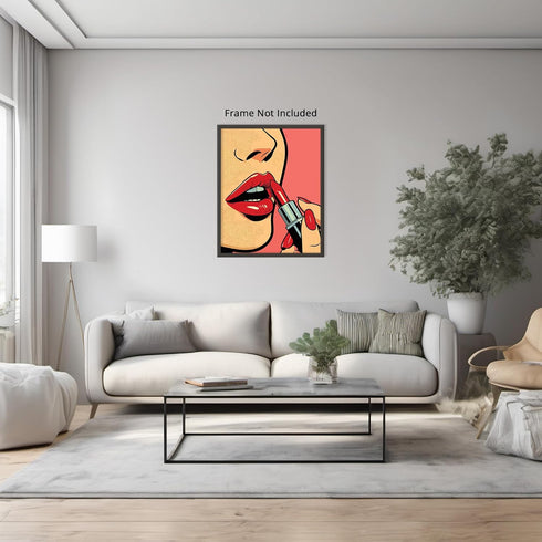 Posterizer 1 pcs-Baddie Lips and Lipstick Boss Lady-Art in Pop Style-Abstract & Modern Art-Gifts for Women-Living Room Bedroom Decor- unframed wal...