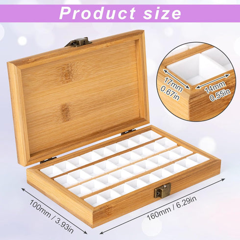 4X6 Inch Bamboo Watercolor Paint Palette 36 Empty Half Pans Wooden Travel Box Case for Acrylic Gouache Painting Amateur Hobbyists Painting Artists...