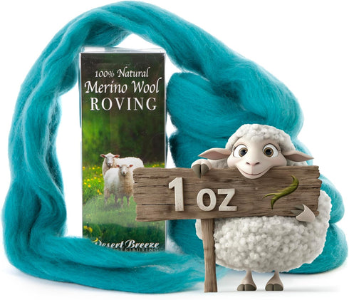Desert Breeze Distributing 100% Natural Merino Wool Roving - Premium Combed Top Merino Roving Wool - Tapestry, Spinning, Wet Felting & Needle Felt...