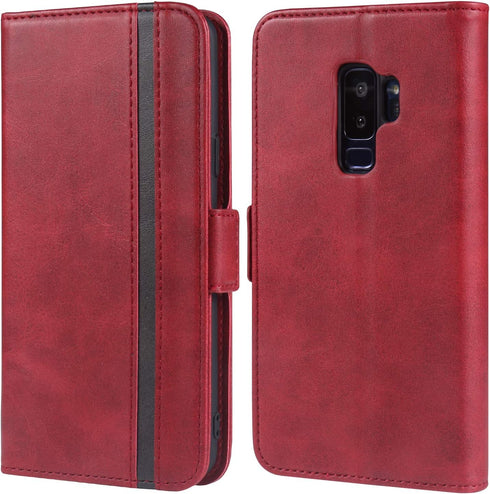 Phone Case for Samsung Galaxy S9 Plus Leather Wallet Cases with Tempered Glass Screen Protector Accessories Card Holder Full Body Flip Folio Cover...