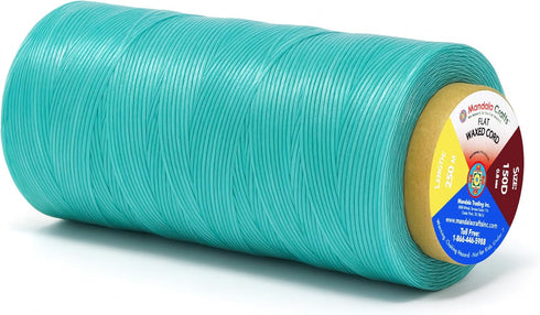 Mandala Crafts Aquamarine Flat Waxed Thread for Leather Sewing - 273 Yds 150D 0.8mm Polyester Leather Thread String Waxed Cord for Leatherwork, Be...