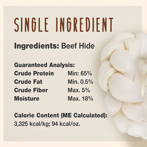Cadet Premium Grade Beef Hide for Dogs, Long Lasting Rawhide Donut Bone, Single Ingredient Dog Chews, 8 Inch (1 Count)...