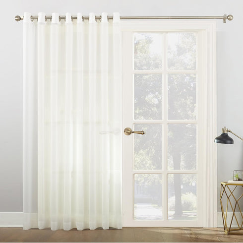 No. 918 - 50985 Emily Extra-Wide Sheer Voile Sliding Patio Door Curtain Panel, 100" x 84", Ivory...