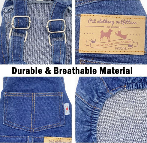 Dog Shirts Clothes Denim Overalls, Pet Jeans Onesies Apparel, Puppy Jean Jacket Sling Jumpsuit Costumes, Fashion Comfortable Blue Pants Clothing f...