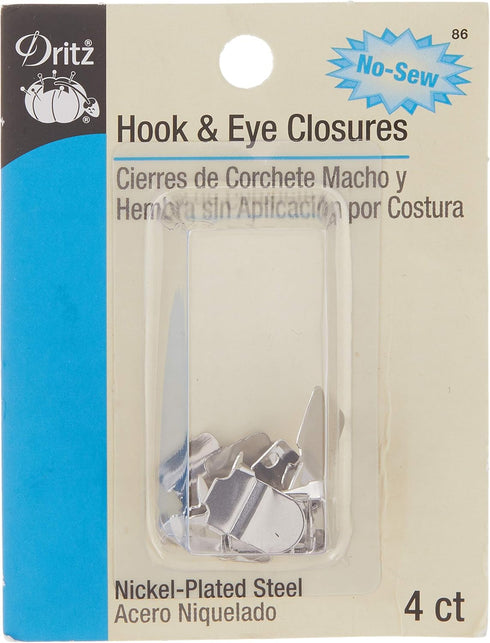 Dritz No-Sew Hook & Eye Closures, 4 Sets, Nickel...