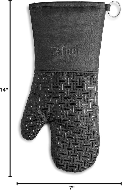 Xlnt Extra Long Oven Mitts (Black) | Teflon EcoElite Water Repellent | Heat Resistant for Oven Cooking, Grill & BBQ | Non Slip Gloves with Teflon ...
