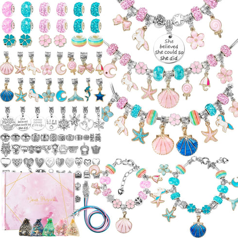 TAODUDU Girls Gifts Charm Bracelets Making Kit 112PCS, Jewelry Making kit for Girls DIY Craft Kits,Birthday Presents Teenage Girls Gifts Age 5 6 7...