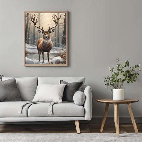 Posterizer 1 pcs- Beautiful moose in jungle-winter scene-Art for Animal Lovers-Landscape & Nature Art- Gift for Men Women Teens-Living Room Bedro...
