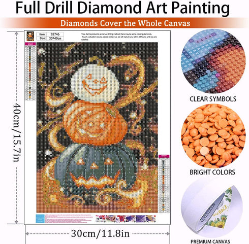 xackcme Pumpkin Diamond Painting Kits for Adults-Pumpkin Diamond Art Kits for Adults,Gem Art Kits for Adults for Gift Home Wall Decor Gifts(16x12i...