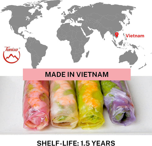 TANISA Rice Paper Wrappers for Spring Rolls – Square Beetroot Rice Paper Wrappers for Fresh Rolls – Vietnamese Banh Trang Rice Paper - Banh Trang ...