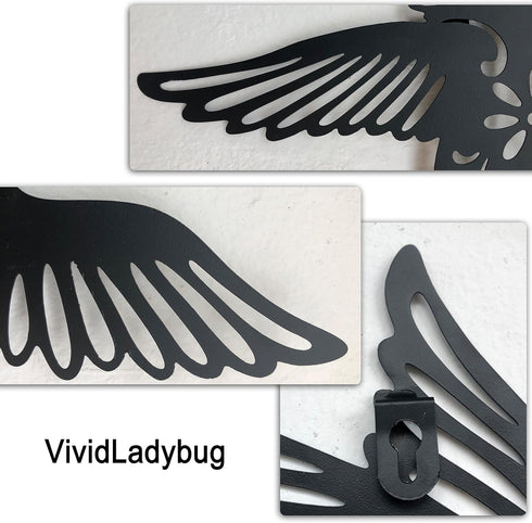 VividLadybug Metal hummingbird wall art decor, 9inch set of 3 black Concise Decoration Hanging for living room bedroom bathroom Kitchen Patio Balc...