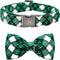 Elegant little tail St. Patrick's Day Dog Collar, Dog Collar with Bow, Green Grid Dog Collar Pet Gift Dog Bowtie Adjustable Dog Collar for Medium ...