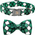 Elegant little tail St. Patrick's Day Dog Collar, Dog Collar with Bow, Green Grid Dog Collar Pet Gift Dog Bowtie Adjustable Dog Collar for Medium ...