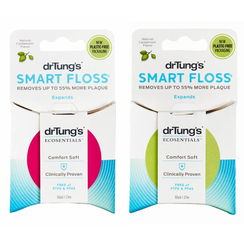 DrTung's Smart Floss - Natural, PTFE & PFAS Free Floss, Gentle on Gums, Expands & Stretches, BPA Free Floss - Natural Dental Floss Cardamom Flavor...