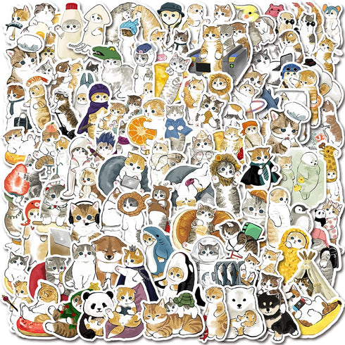 Cute Cat Stickers | 100 PCS | Vinyl Waterproof Stickers for Laptop,Guitar,Motorcycle,Bike,Skateboard,Luggage,Phone,Hydro Flask, Gift for Kids Teen...