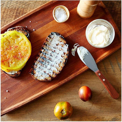 Wall2Wall Stainless Steel Straight Edge Wide Butter Spreader Deluxe Sandwich Cream Cheese Condiment Knives Set Kitchen Tools, Wood Handle, 8” (4)...