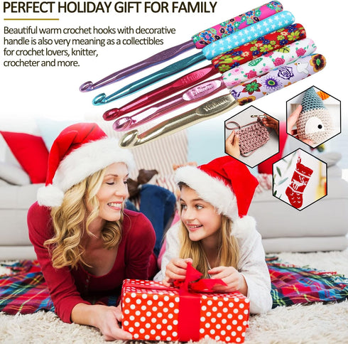 Coopay Warm Crochet Hooks Large, 10mm 9mm 8mm 7mm 6.5mm Large Crochet Hooks for Chunky Yarn Blanket Sweater Thick Wool, Big Crochet Kit for Arthri...