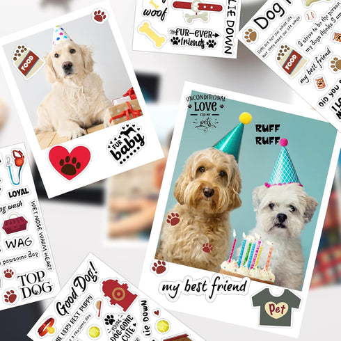 20 Sheets Scrapbook Dog Stickers Dog Phrases Clear Sticker Waterproof Dog Paw Print Stickers with Sayings Puppy Word Stickers for Kids Aldult Scra...