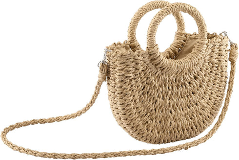 CHIC DIARY Small Summer Beach Straw Bag for Women Crossbody Top Handle Shoulder Handbag Mini Handwoven Rattan Clutch Purse...