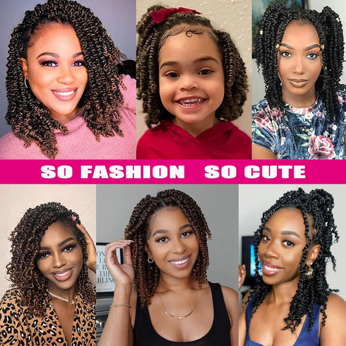 Ombre Brown Passion Twist Hair 10 Inch 6 Packs Passion Twist Crochet Hair for Black Women Pre Looped Short Passion Twist Hair Pre-twisted Bohemian...